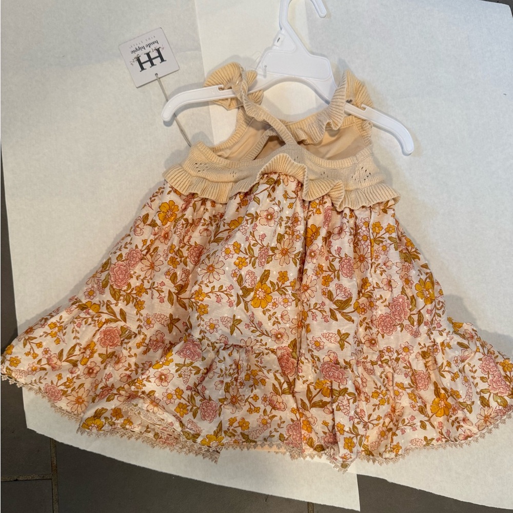 Marshalls Floral Kids Dress - Cream and Orange